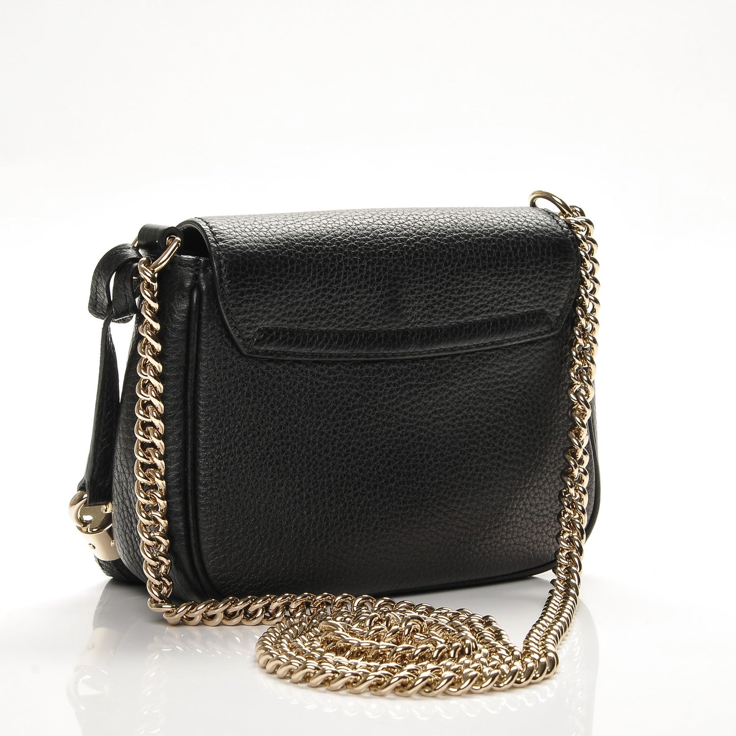 Pebbled Calfskin Small Soho Flap Crossbody Black