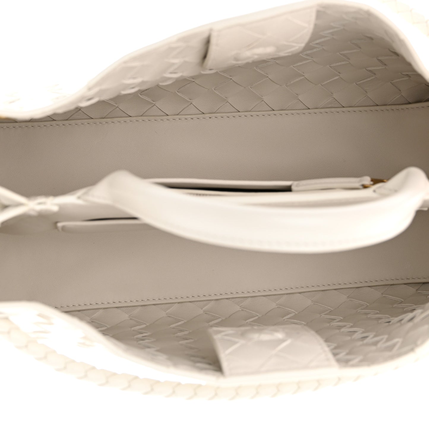 Nappa Intrecciato Small East West Andiamo Shoulder Bag White