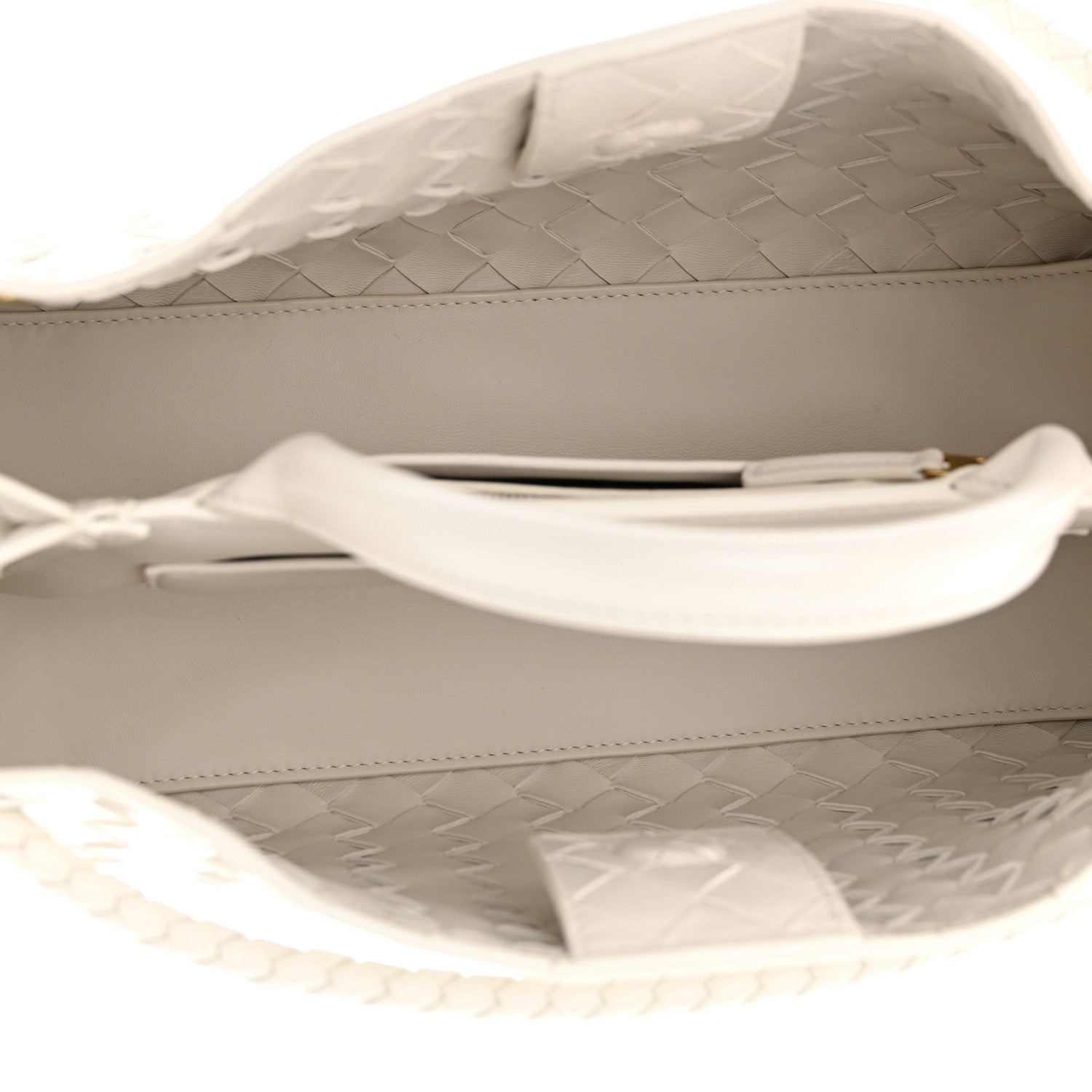 Bottega Veneta Nappa Intrecciato Small East West Andiamo Shoulder Bag White 5 of 9