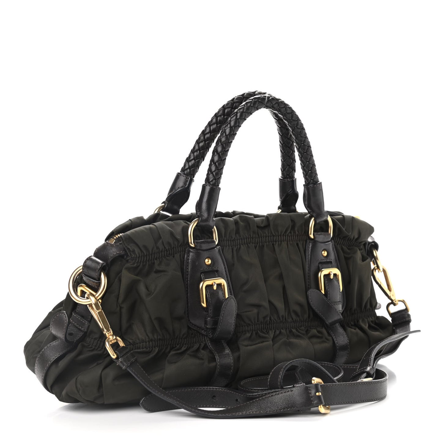 Tessuto Nylon Gaufre Shopping Satchel Fumo