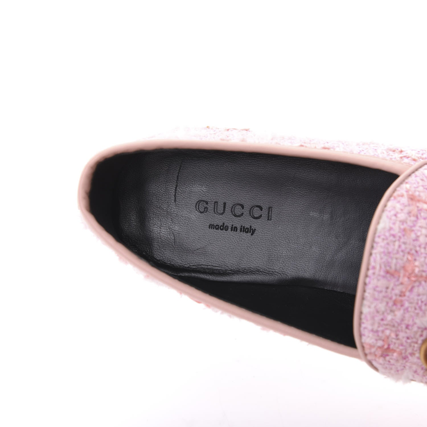 Gucci Wool Tweed Horsebit Womens Jordaan Loafers 36 Pink White Perfect Pink 7 of 9
