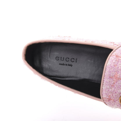 Gucci Wool Tweed Horsebit Womens Jordaan Loafers 36 Pink White Perfect Pink 7 of 9