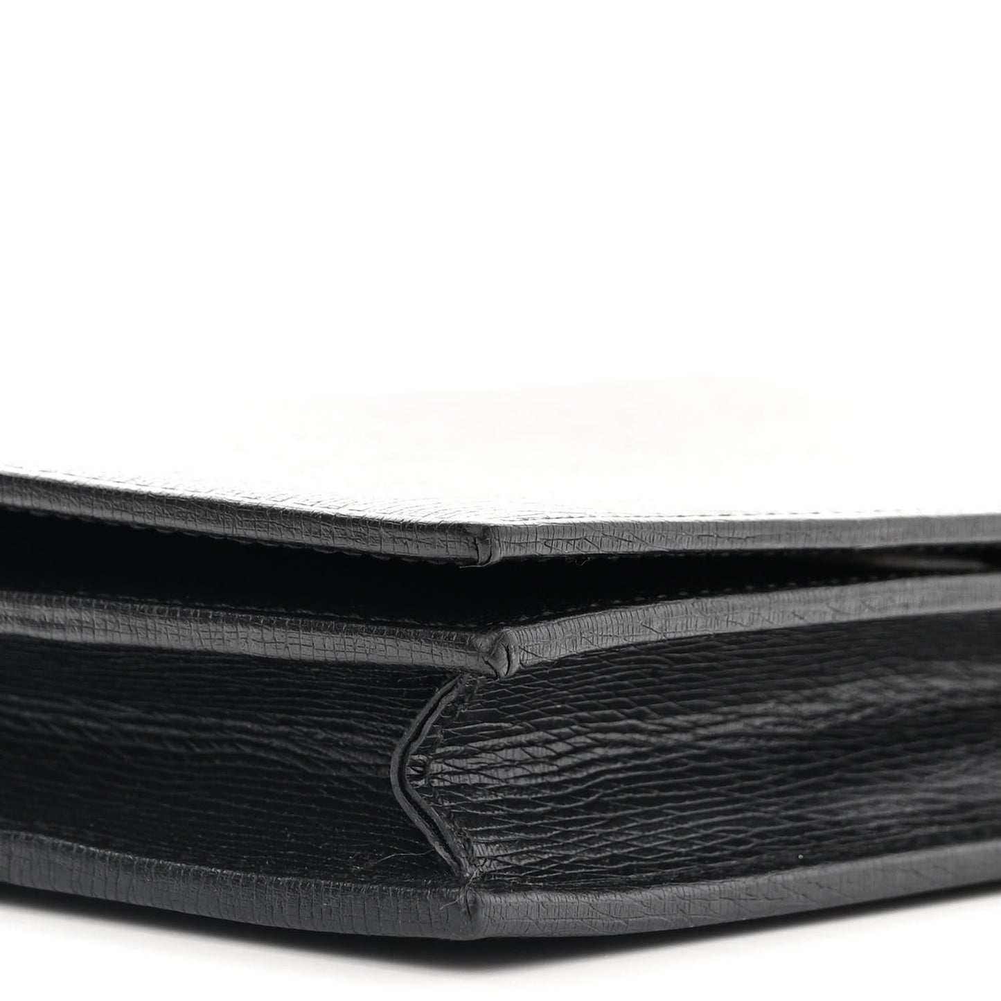 Textured Calfskin Medium Betty Chain Wallet Black