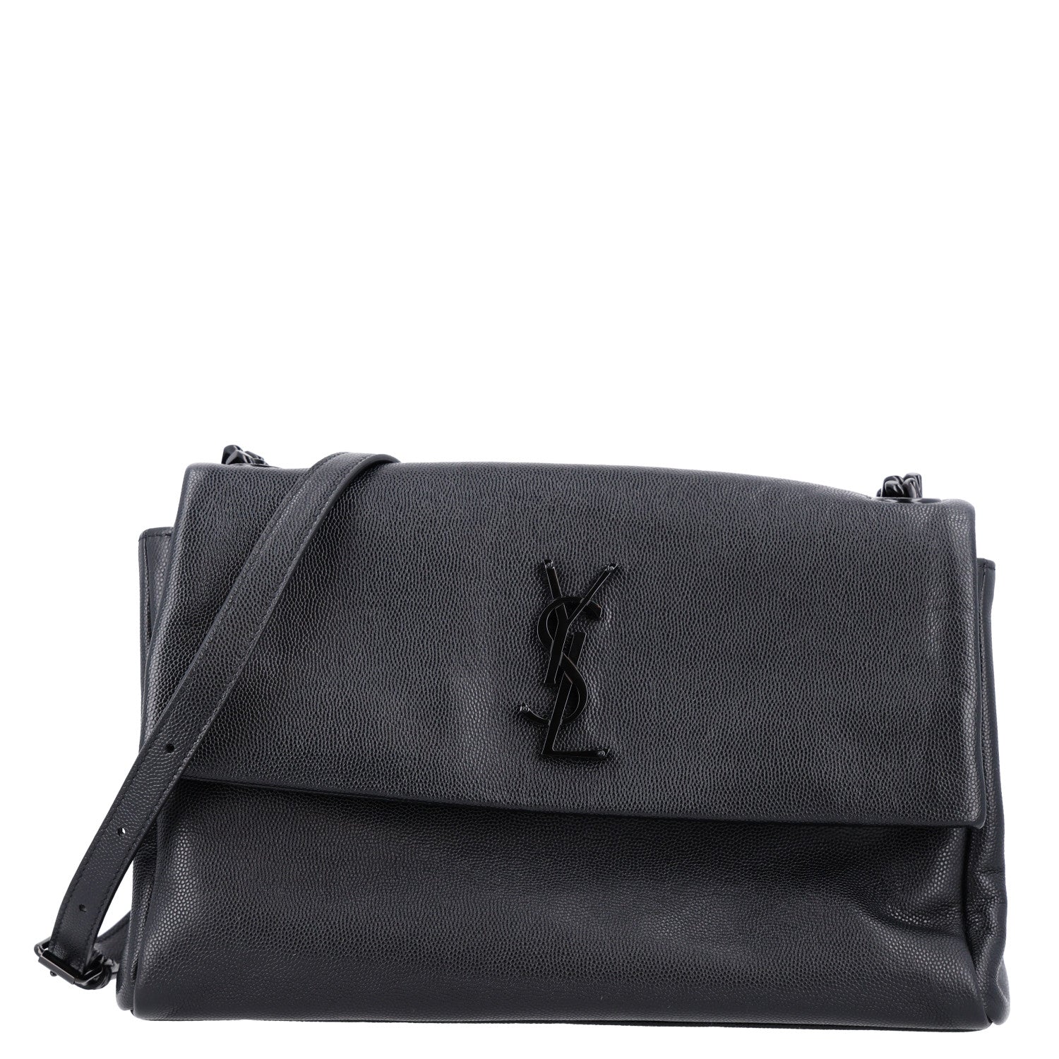 Saint Laurent Grain De Poudre Medium West Hollywood Monogram Fold-Over Black 1 of 10