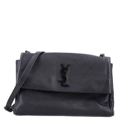 Saint Laurent Grain De Poudre Medium West Hollywood Monogram Fold-Over Black 1 of 10