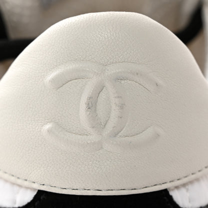 Chanel Suede Fabric Calfskin Womens CC Sneakers 39.5 White Light Gray 12 of 12