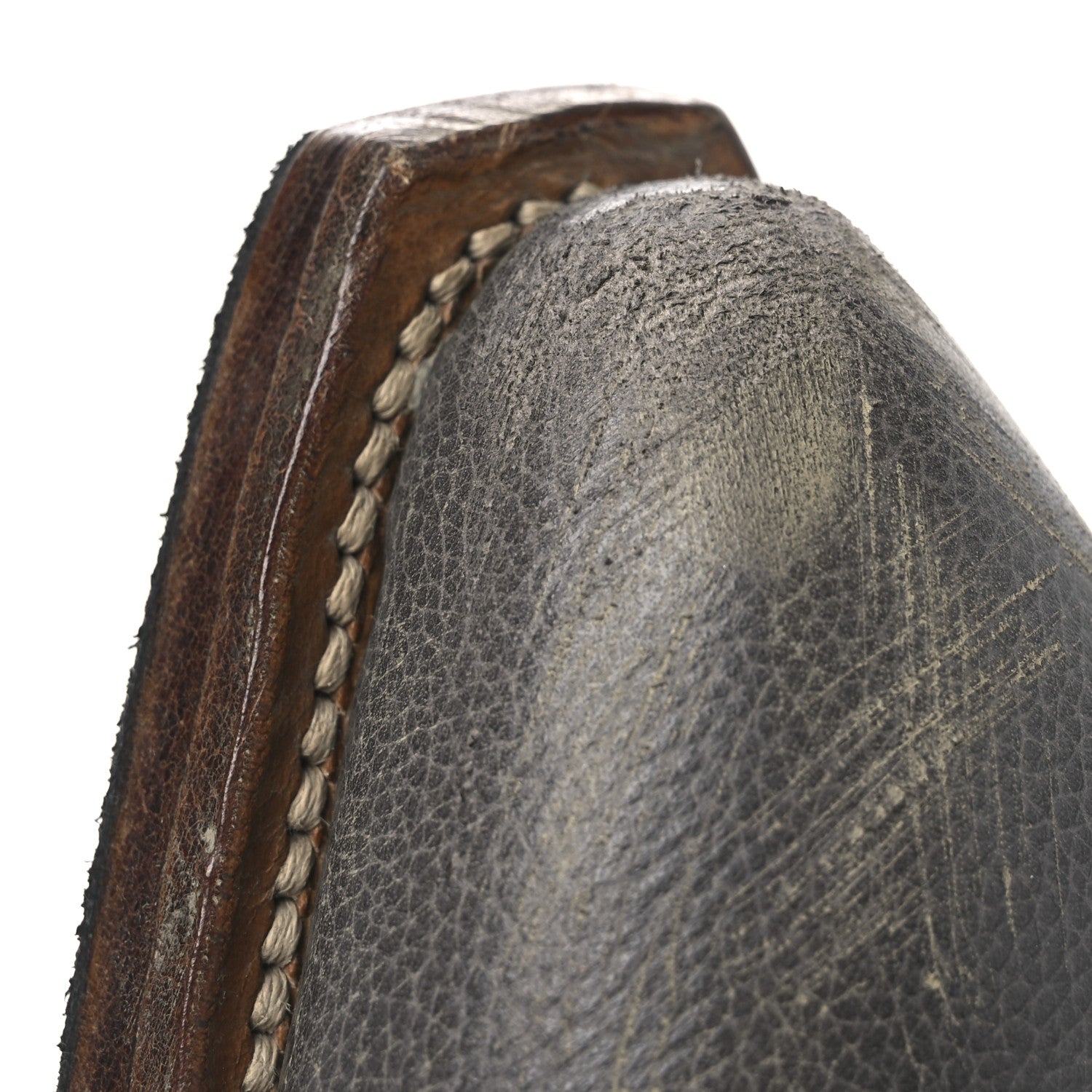 Prada Antique Calfskin Mens Buckle Loafers 9.5 Mercurio 11 of 11