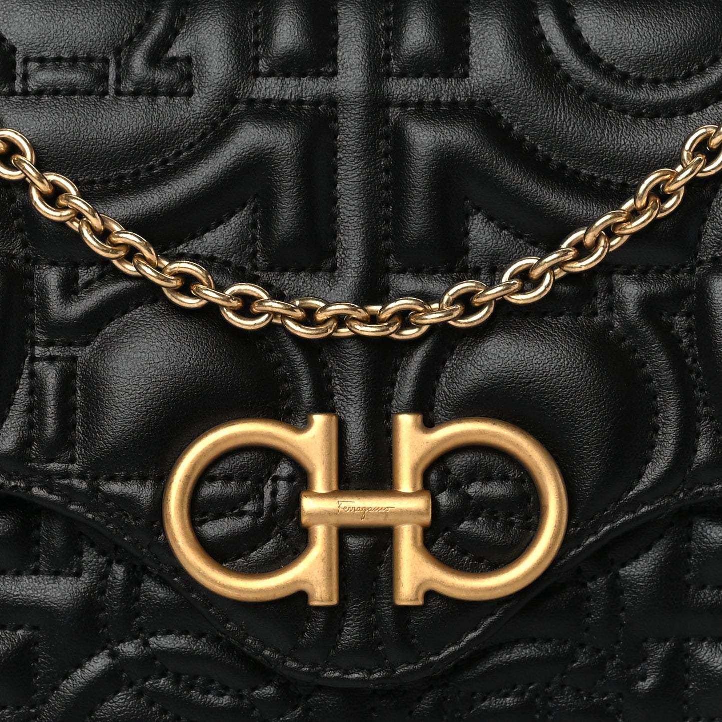 Calfskin Quilted Gancini Mini Bag Black