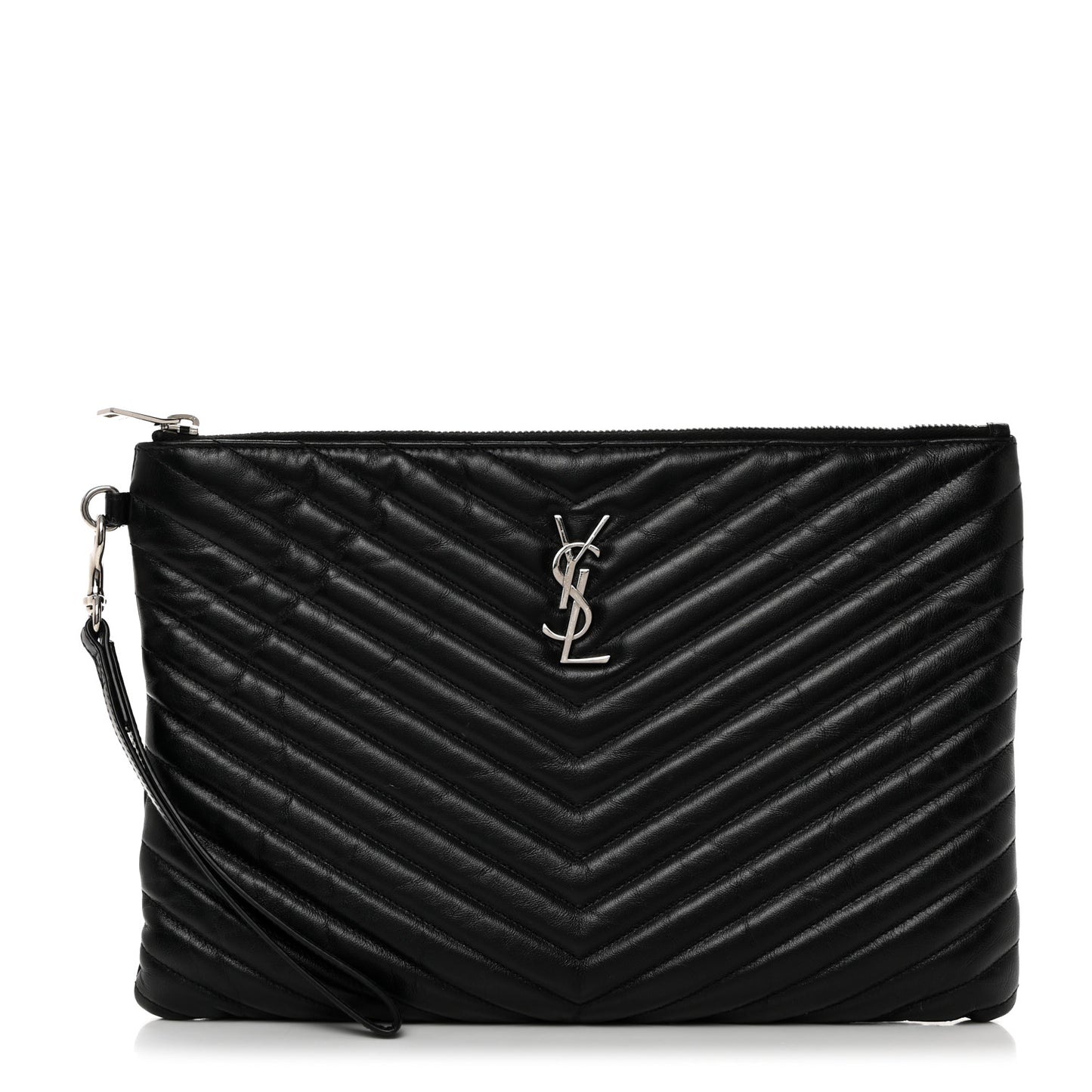 Calfskin Matelasse Monogram Cassandre Tablet Pouch Black