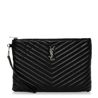 Saint Laurent Calfskin Matelasse Monogram Cassandre Tablet Pouch Black 1 of 7