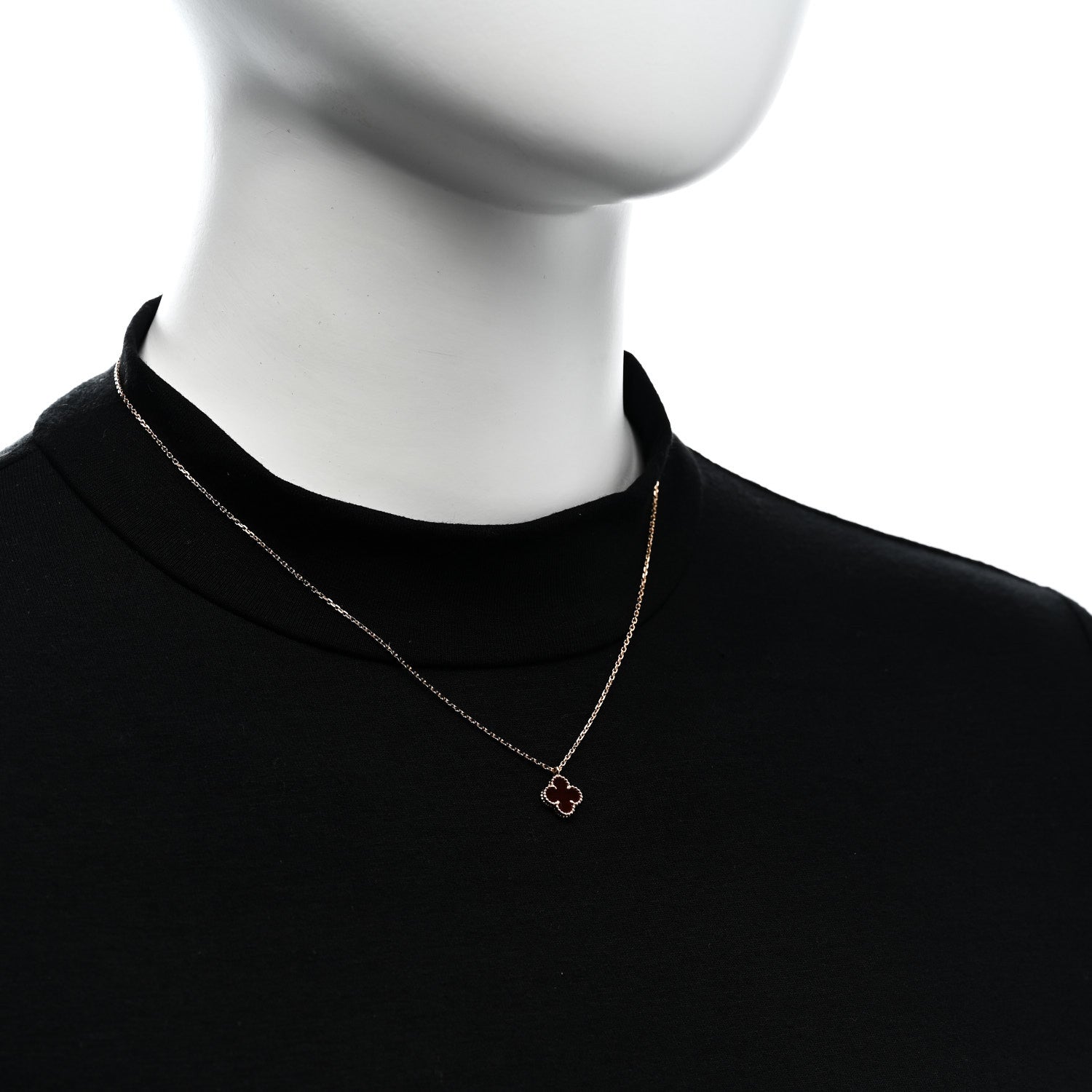 Van Cleef & Arpels 18K Rose Gold Carnelian Sweet Alhambra Pendant Necklace 2 of 6