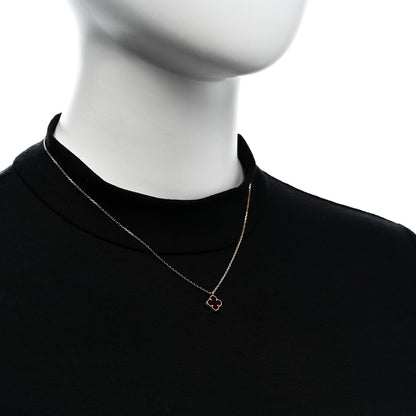 Van Cleef & Arpels 18K Rose Gold Carnelian Sweet Alhambra Pendant Necklace 2 of 6