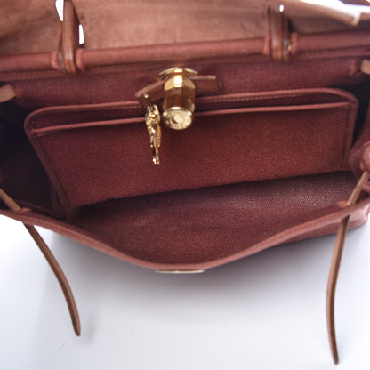 Hermes Toile Vache Calfskin Herbag 30 PM Natural 6 of 26