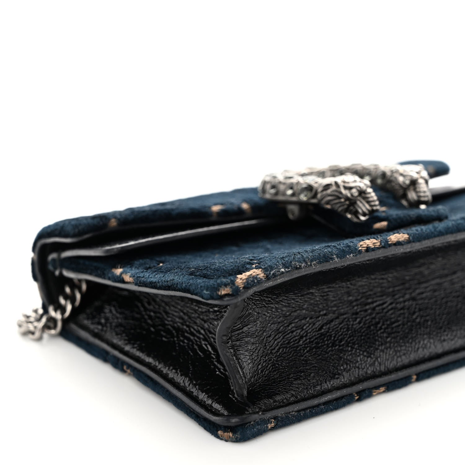 Gucci Velvet GG Monogram Super Mini Dionysus Shoulder Bag Blue Beige Black 5 of 10