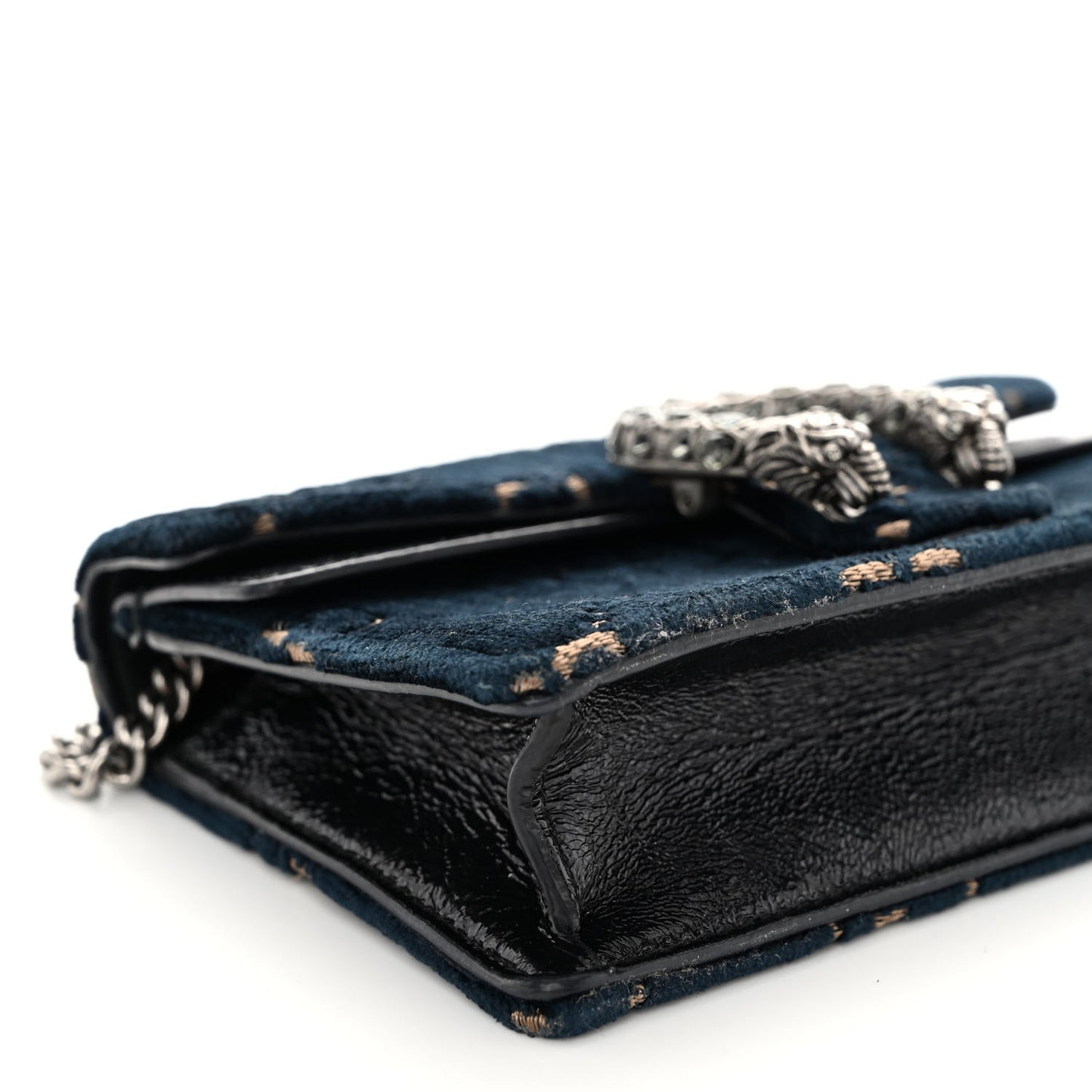 Velvet GG Monogram Super Mini Dionysus Shoulder Bag Blue Beige Black