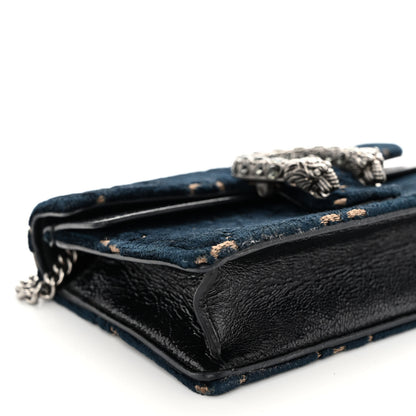 Gucci Velvet GG Monogram Super Mini Dionysus Shoulder Bag Blue Beige Black 5 of 10