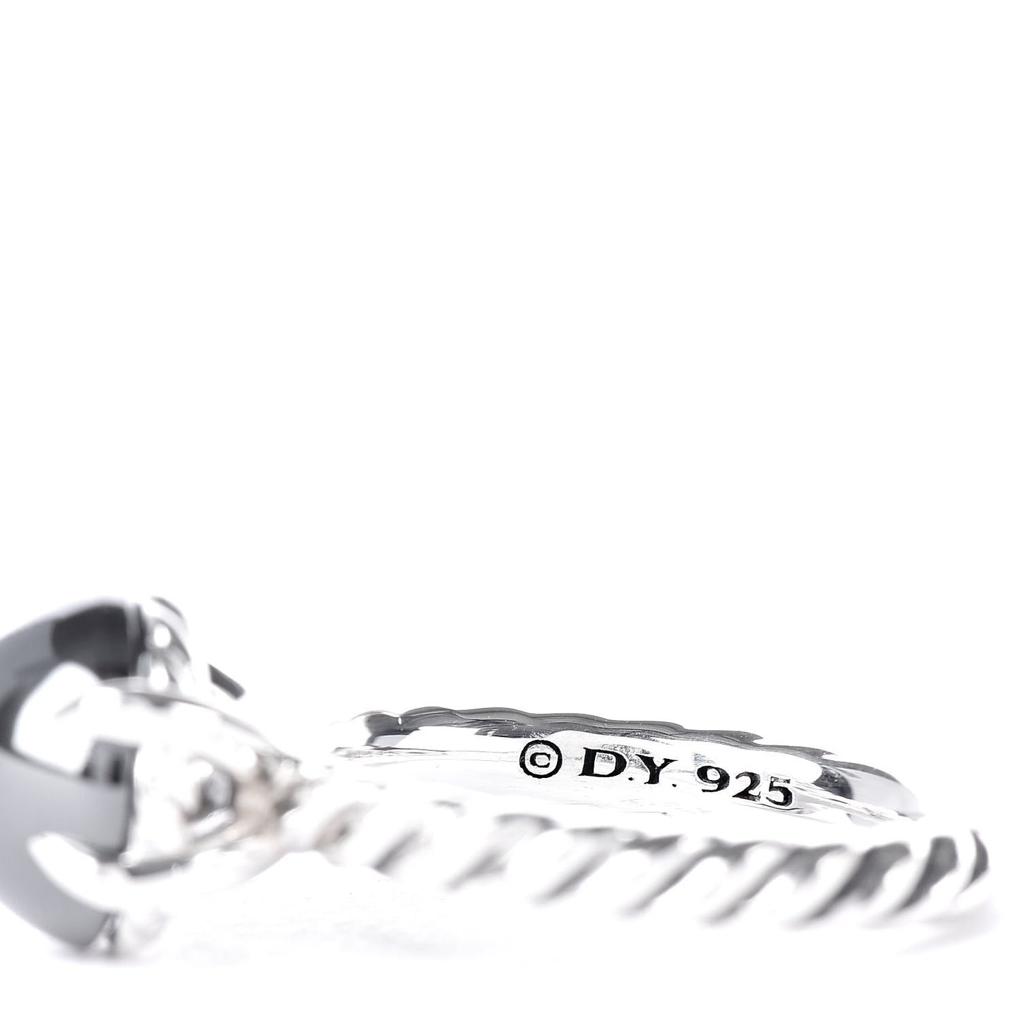 Sterling Silver Hematite 10mm Chatelaine Ring 52 6