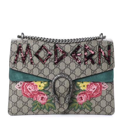 Gucci GG Supreme Monogram Embroidered Medium Dionysus Shoulder Bag Emerald 1 of 10