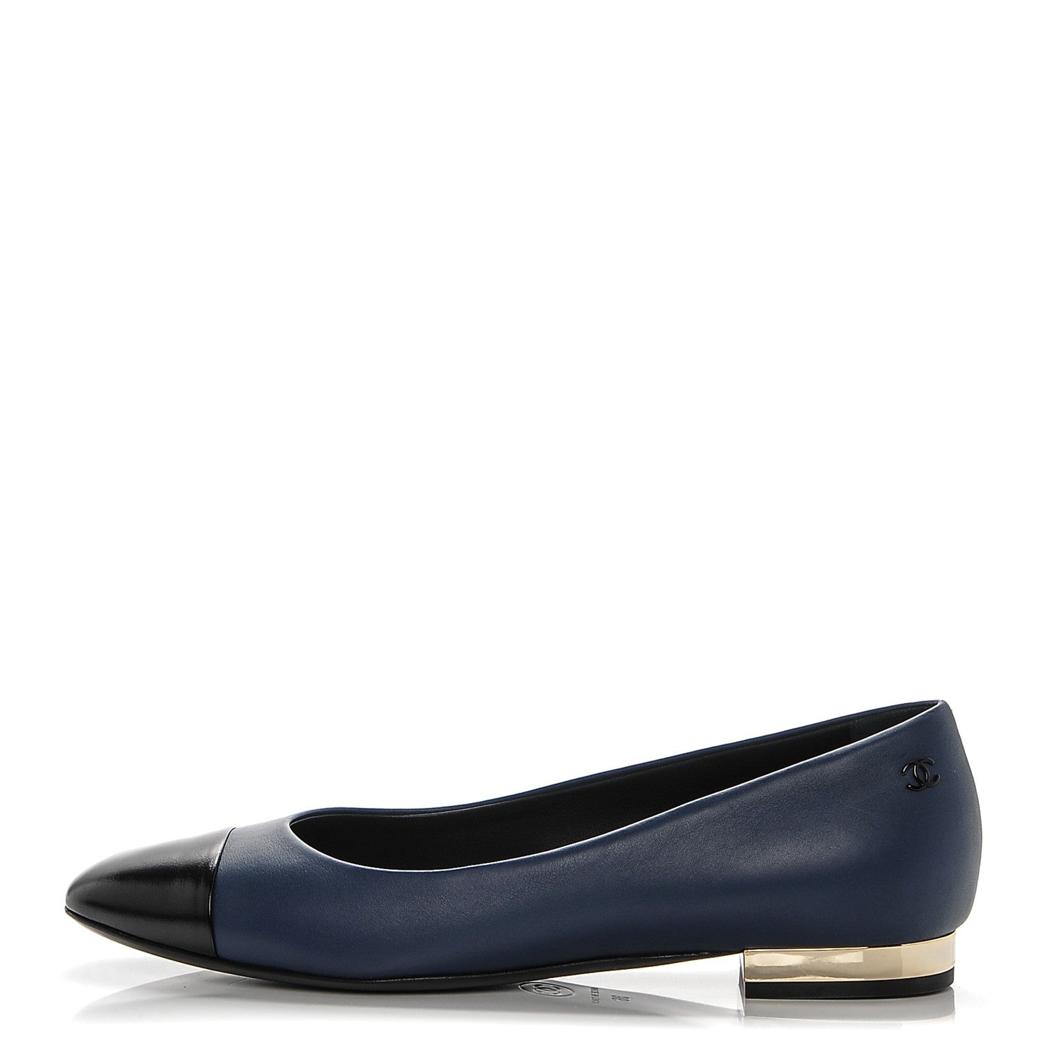 Chanel Lambskin Cap Toe Ballerina Flats 36 Navy Black 1 of 6
