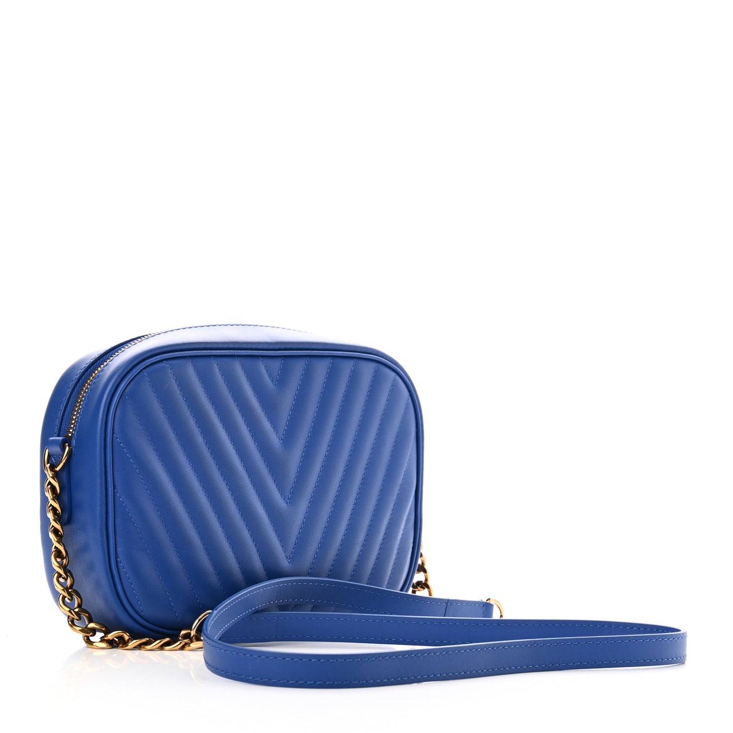 Calfskin New Wave Camera Bag Bleu Neon