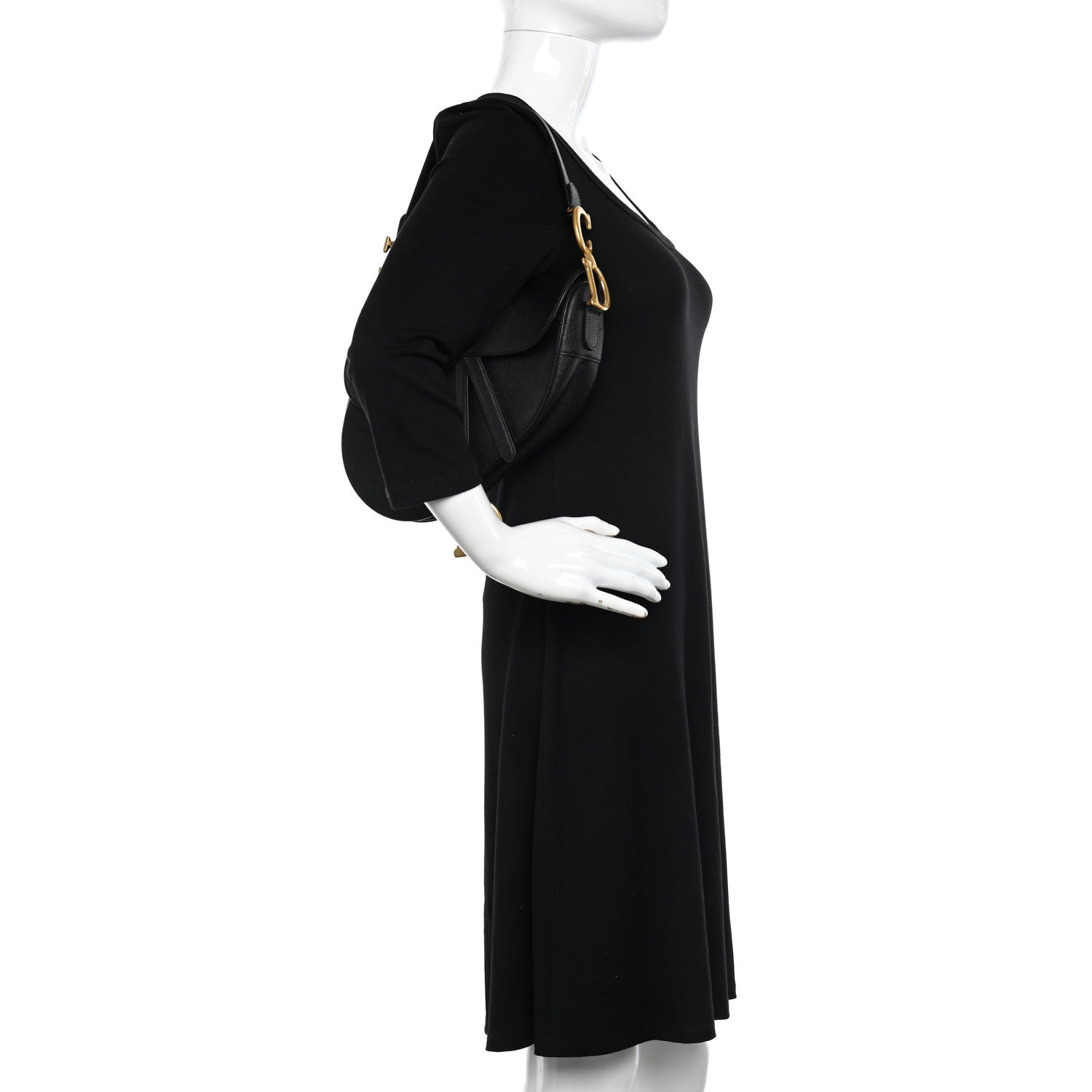 Christian Dior Grained Calfskin Saddle Bag Black 2 of 12