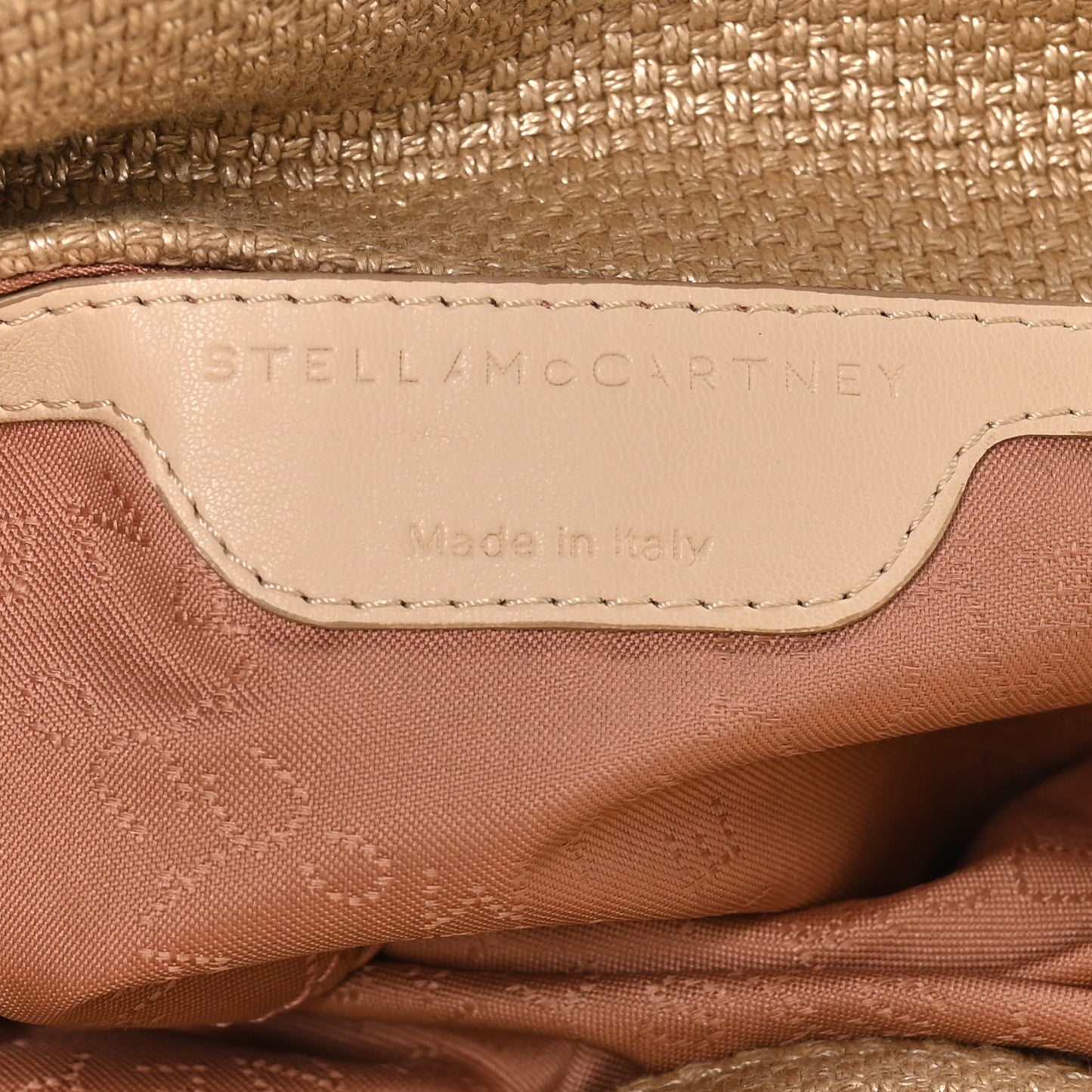 Metallic Woven Boucle Mini Fold Over Falabella Tote Gold
