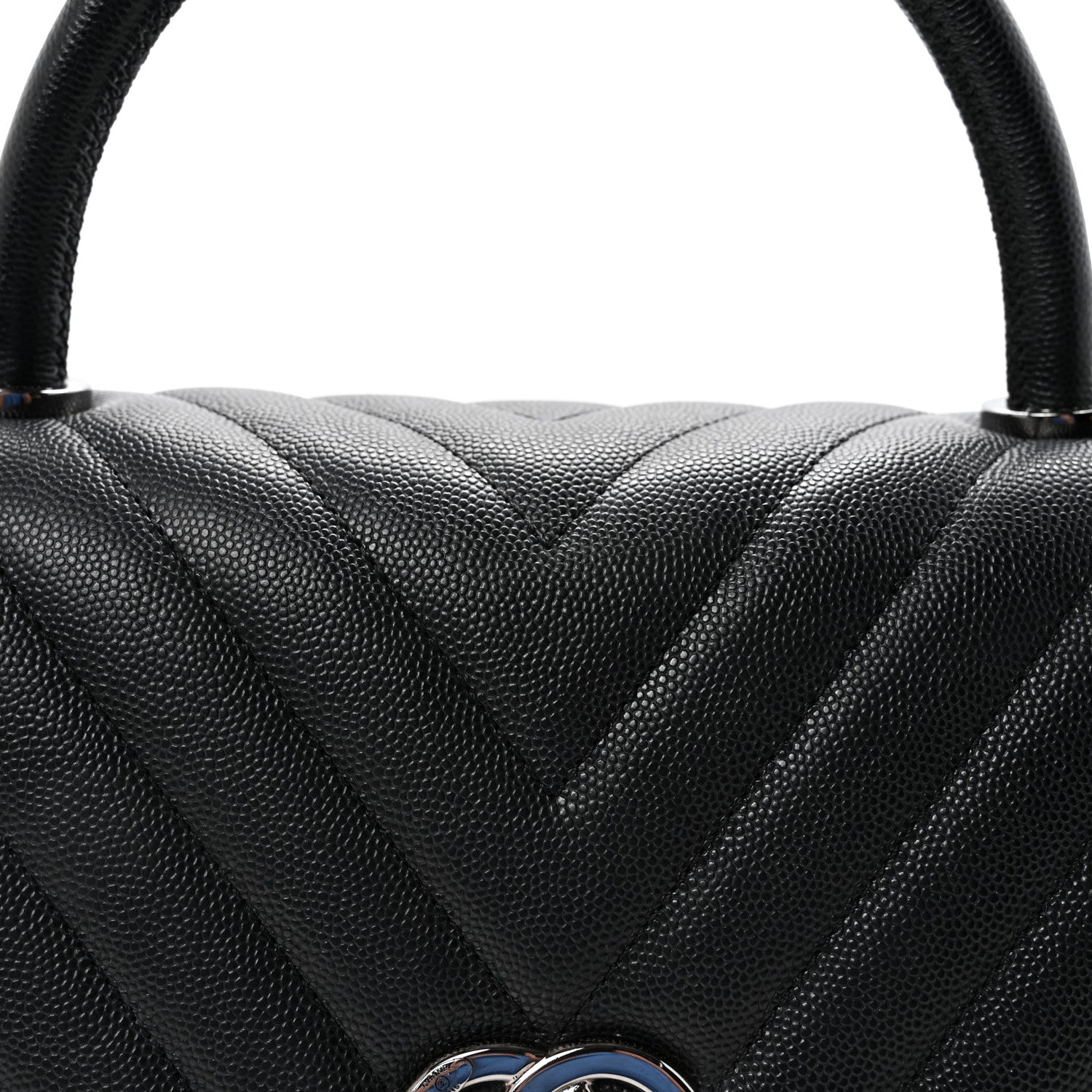 Chanel Caviar Chevron Quilted Medium Coco Handle Flap Black 8 of 10