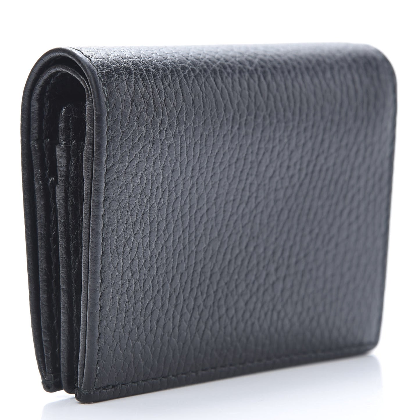 Pebbled Calfskin GG Marmont Card Case Black