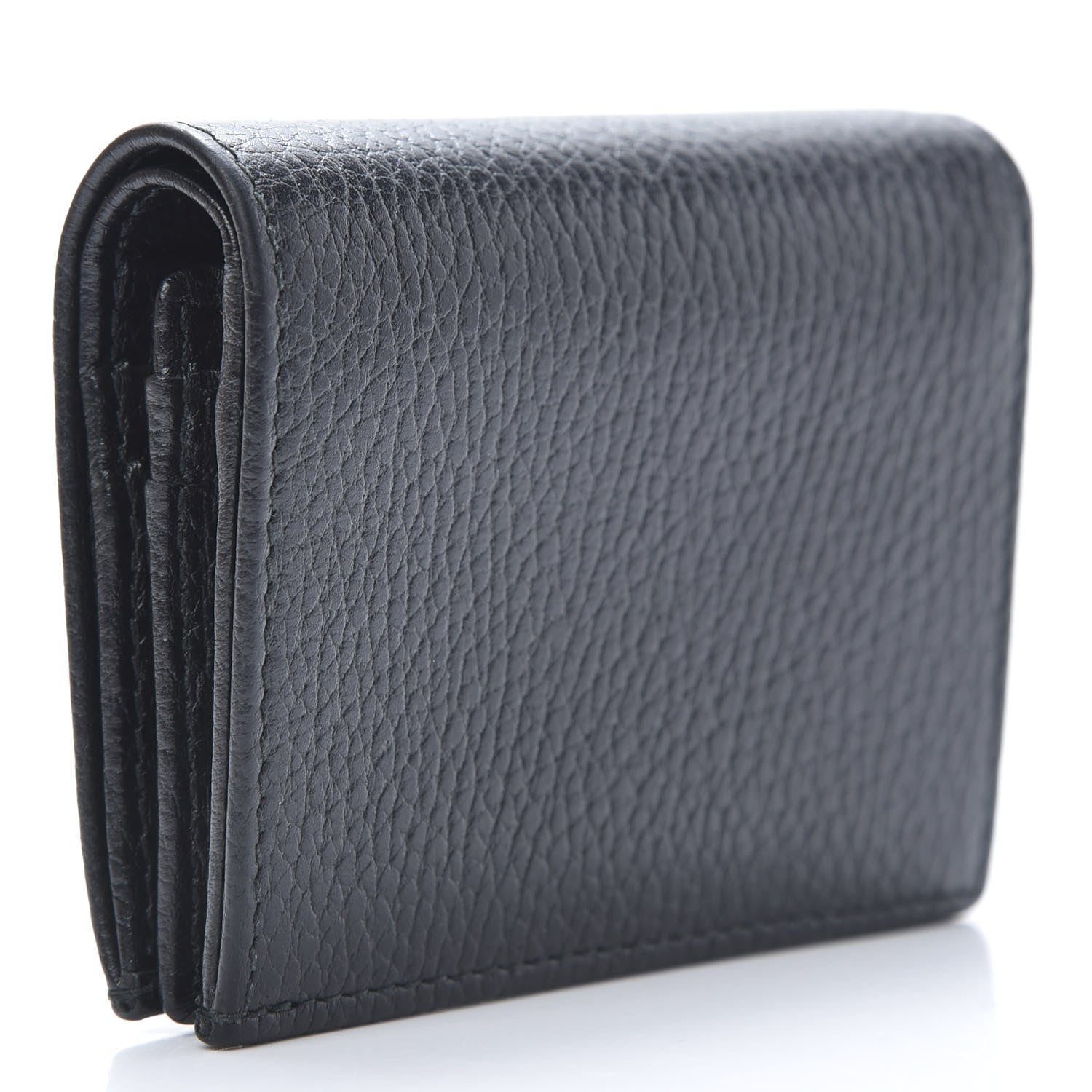 Gucci Pebbled Calfskin GG Marmont Card Case Black 3 of 7