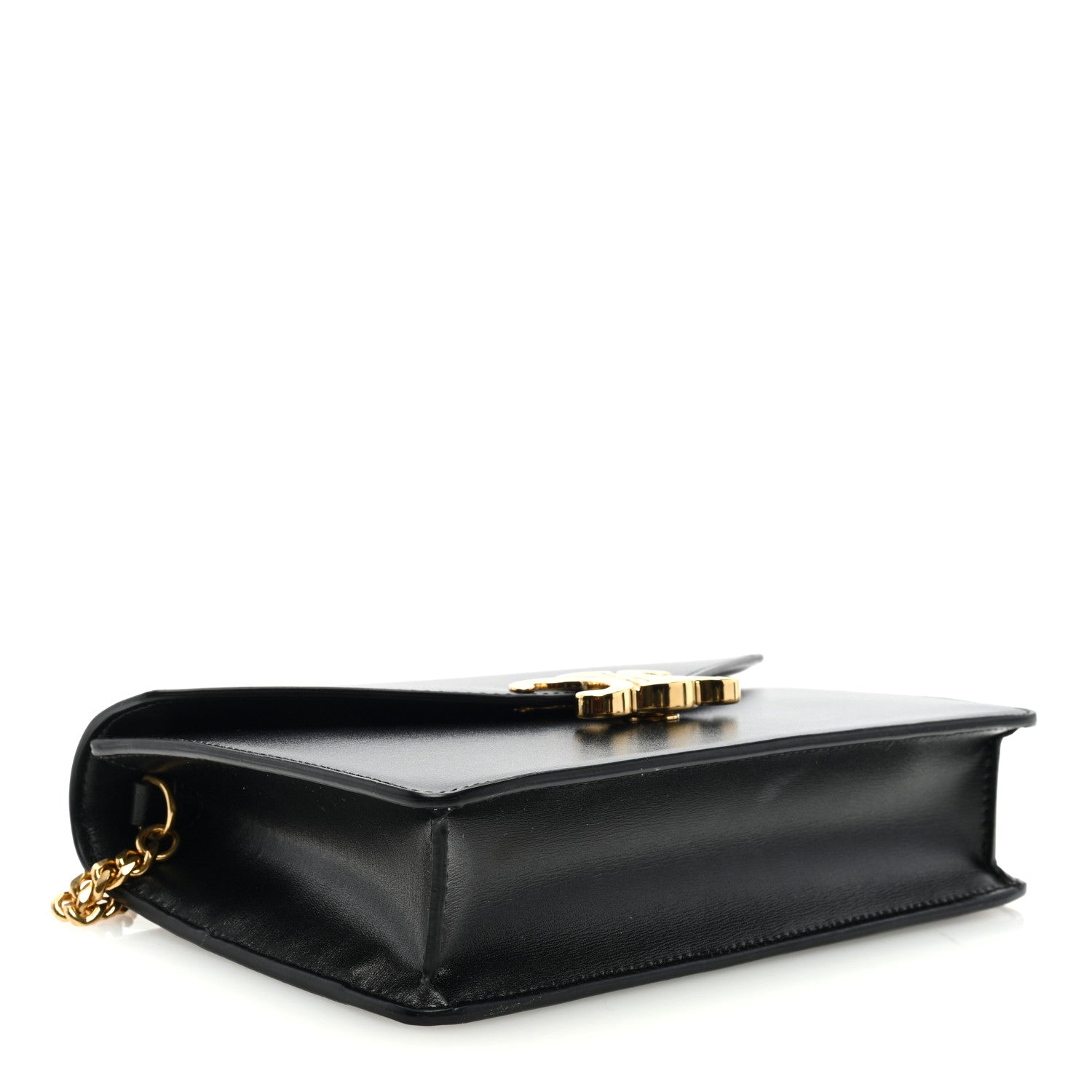 Celine Shiny Calfskin Triomphe Margo Wallet on Chain Black 3 of 7