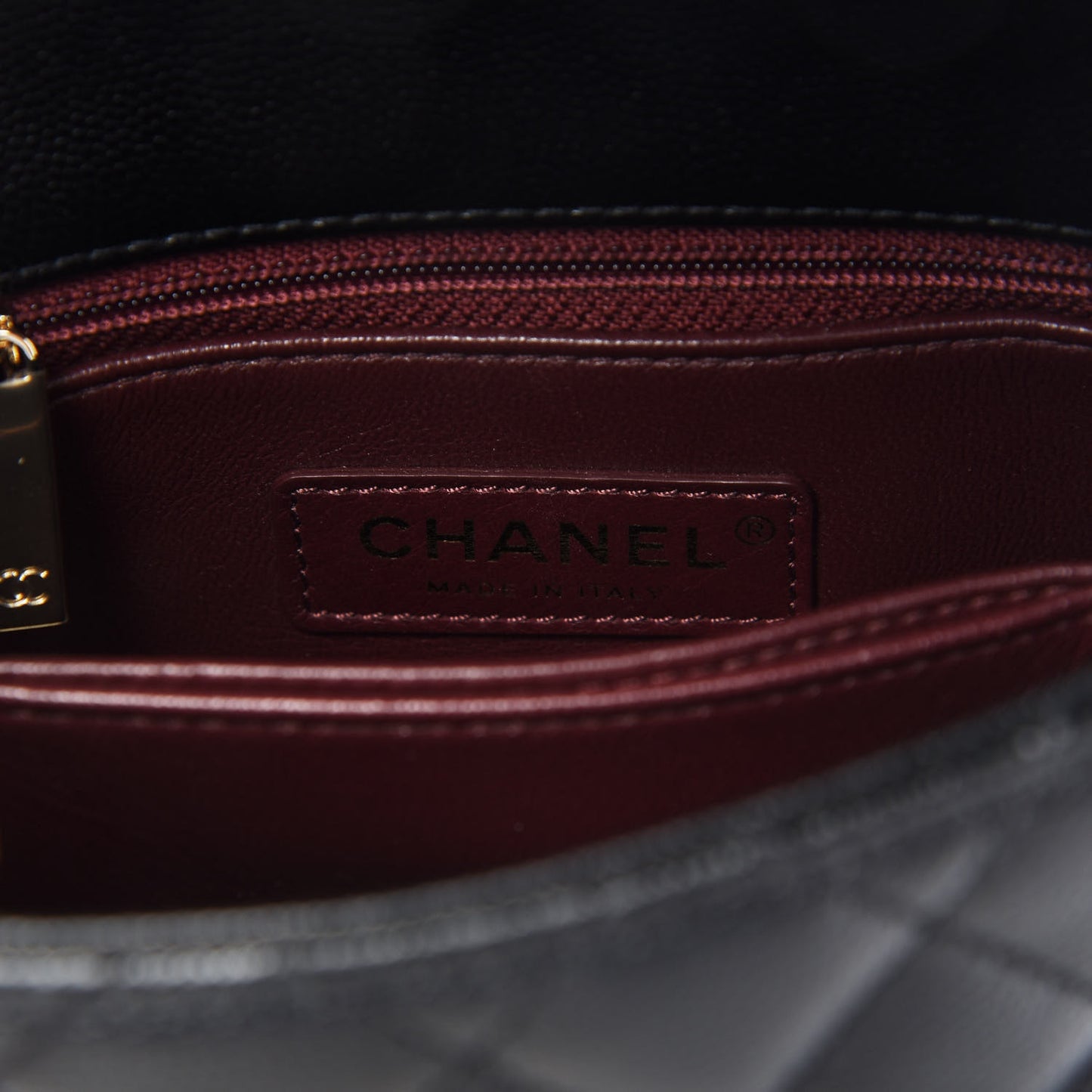Caviar Lizard Embossed Quilted Extra Mini Coco Handle Flap Black