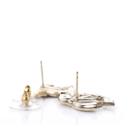 Chanel Crystal CC Earrings Light Gold 3 of 7