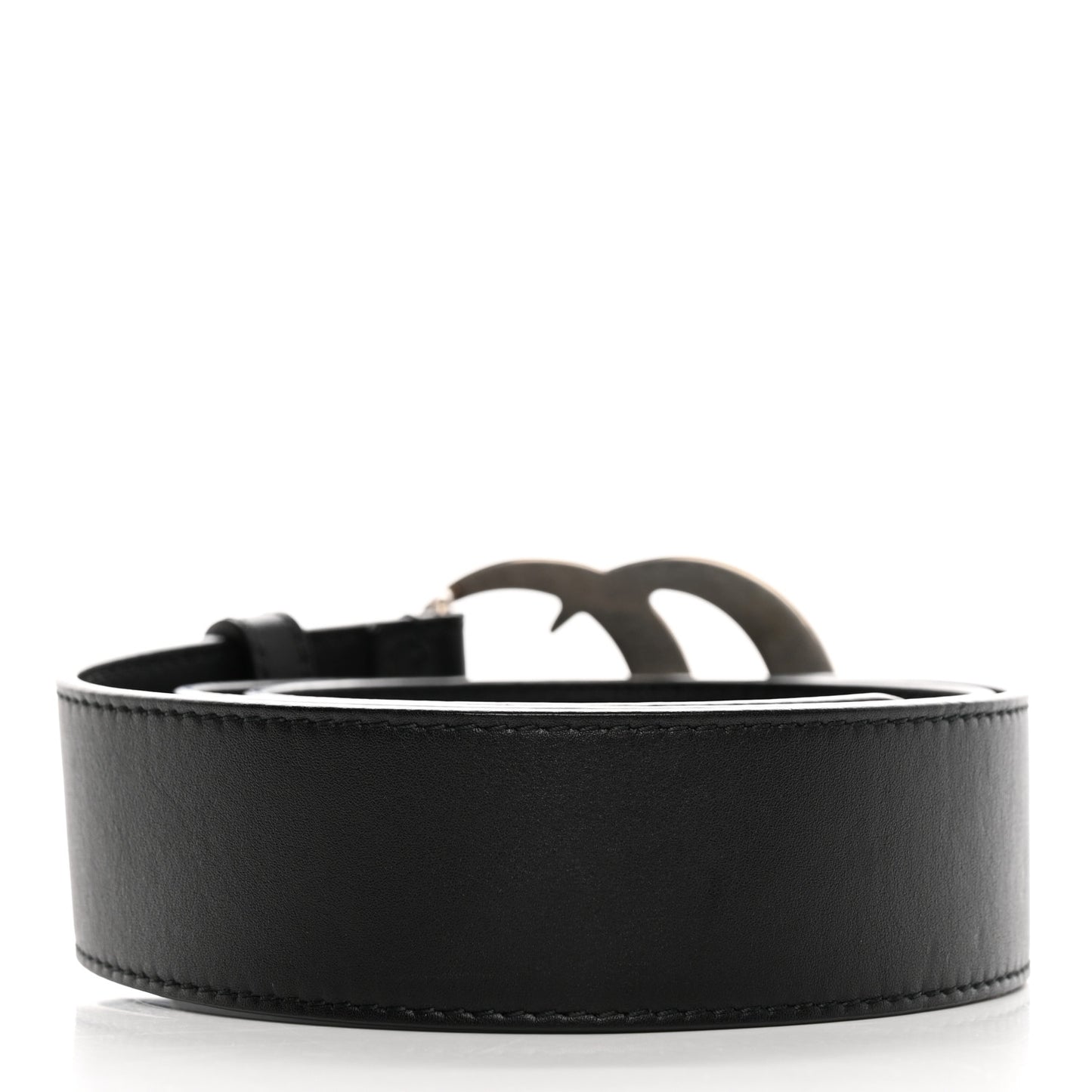 Moon Calfskin Nickel Double G 40mm Belt 80 32 Black