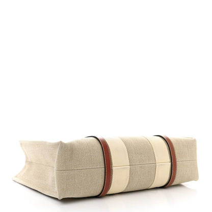 Chloe Linen Calfskin Large Woody Ribbon Tote White Brown 4 of 15