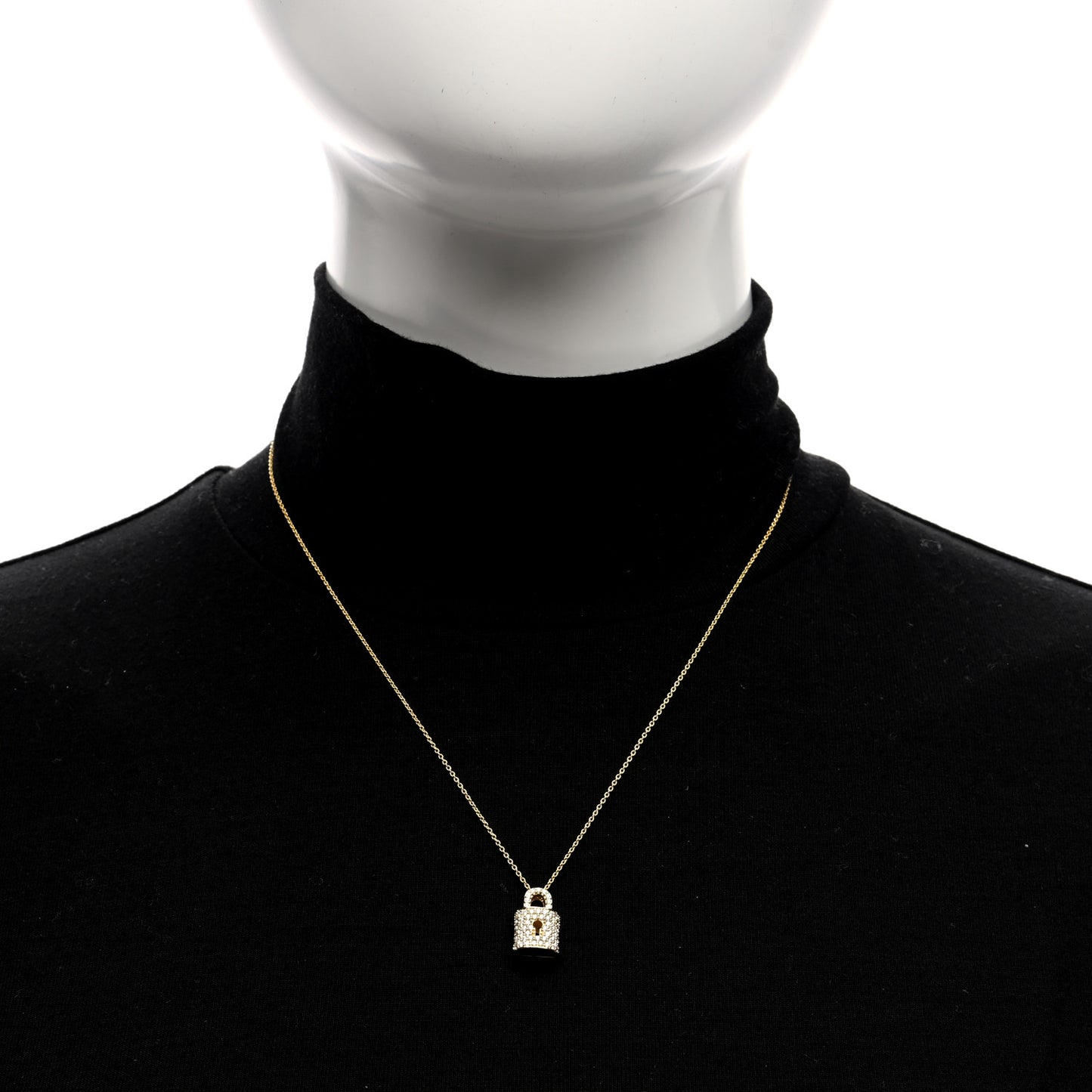 18K Yellow Gold Diamond Tiny Treasures Lock Pendant Necklace
