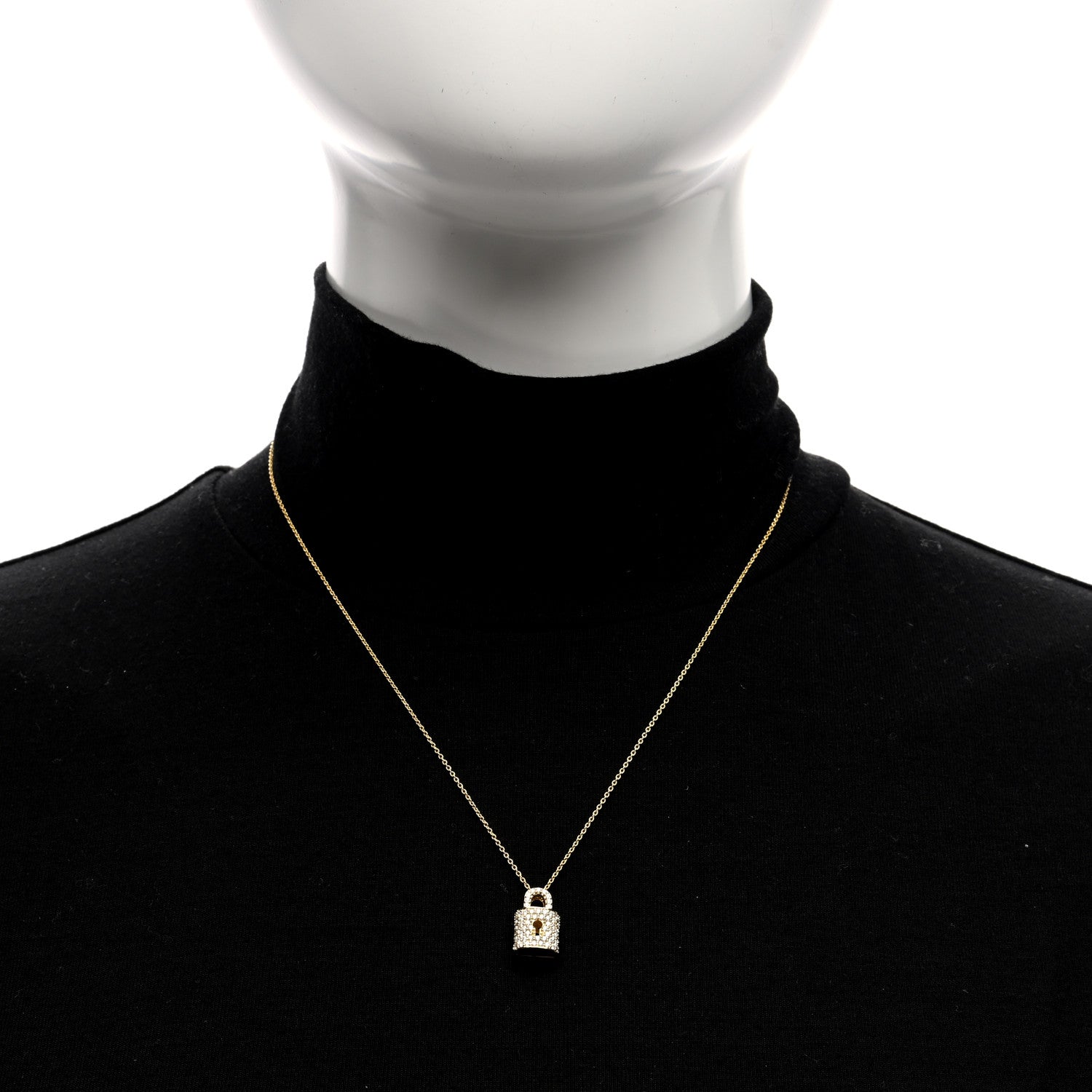 Roberto Coin 18K Yellow Gold Diamond Tiny Treasures Lock Pendant Necklace 3 of 6