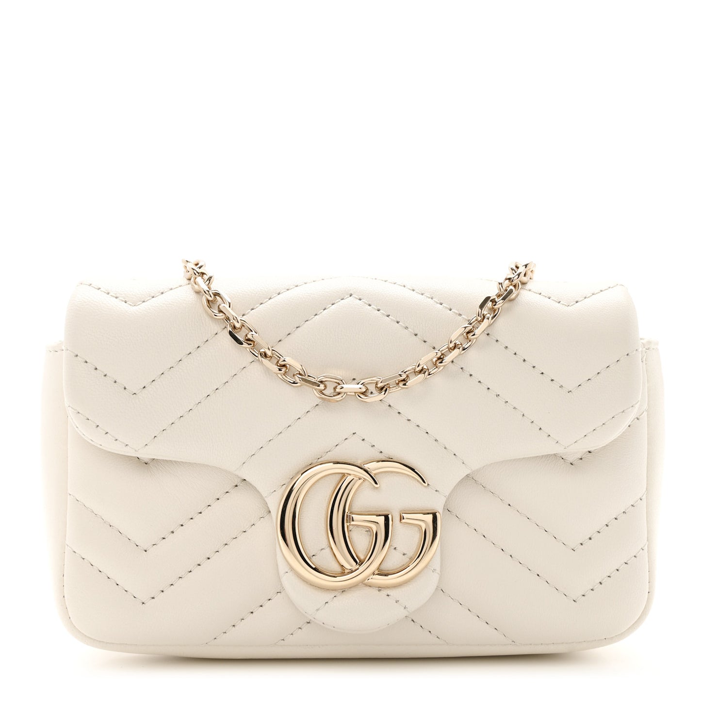 Lambskin Matelasse Mini GG Marmont Shoulder Bag White