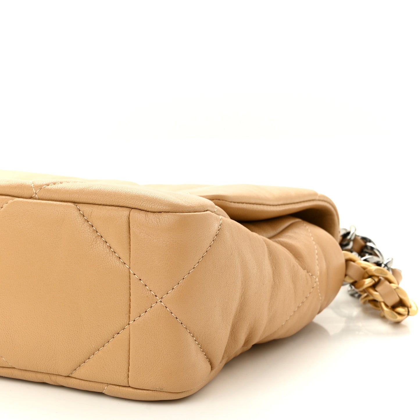 Lambskin Quilted Medium Chanel 19 Flap Beige