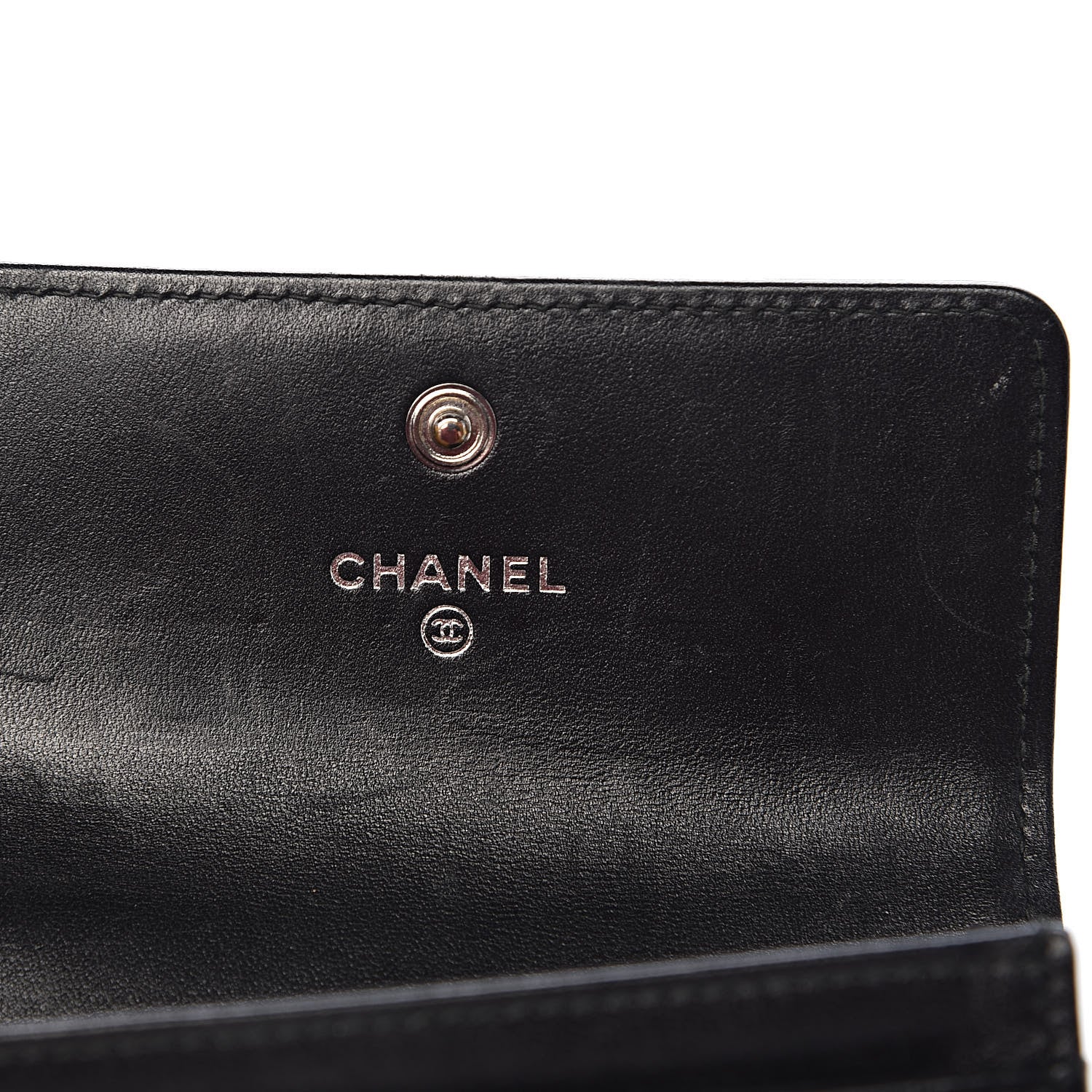 Chanel Lambskin Chevron Quilted Boy Card Holder Wallet Black 6 of 11