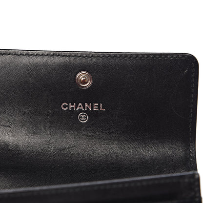 Chanel Lambskin Chevron Quilted Boy Card Holder Wallet Black 6 of 11