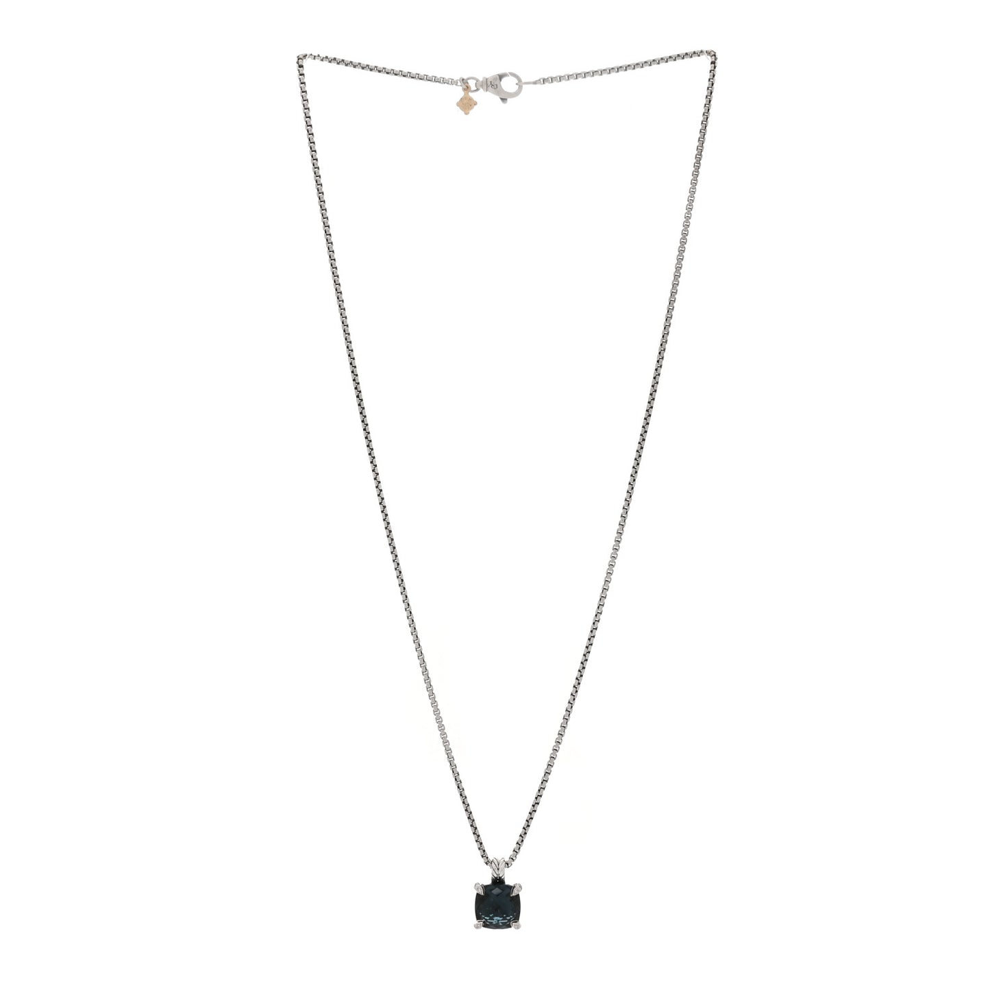 Sterling Silver Diamond Hampton Blue Topaz 11mm Chatelaine Pendant Necklace