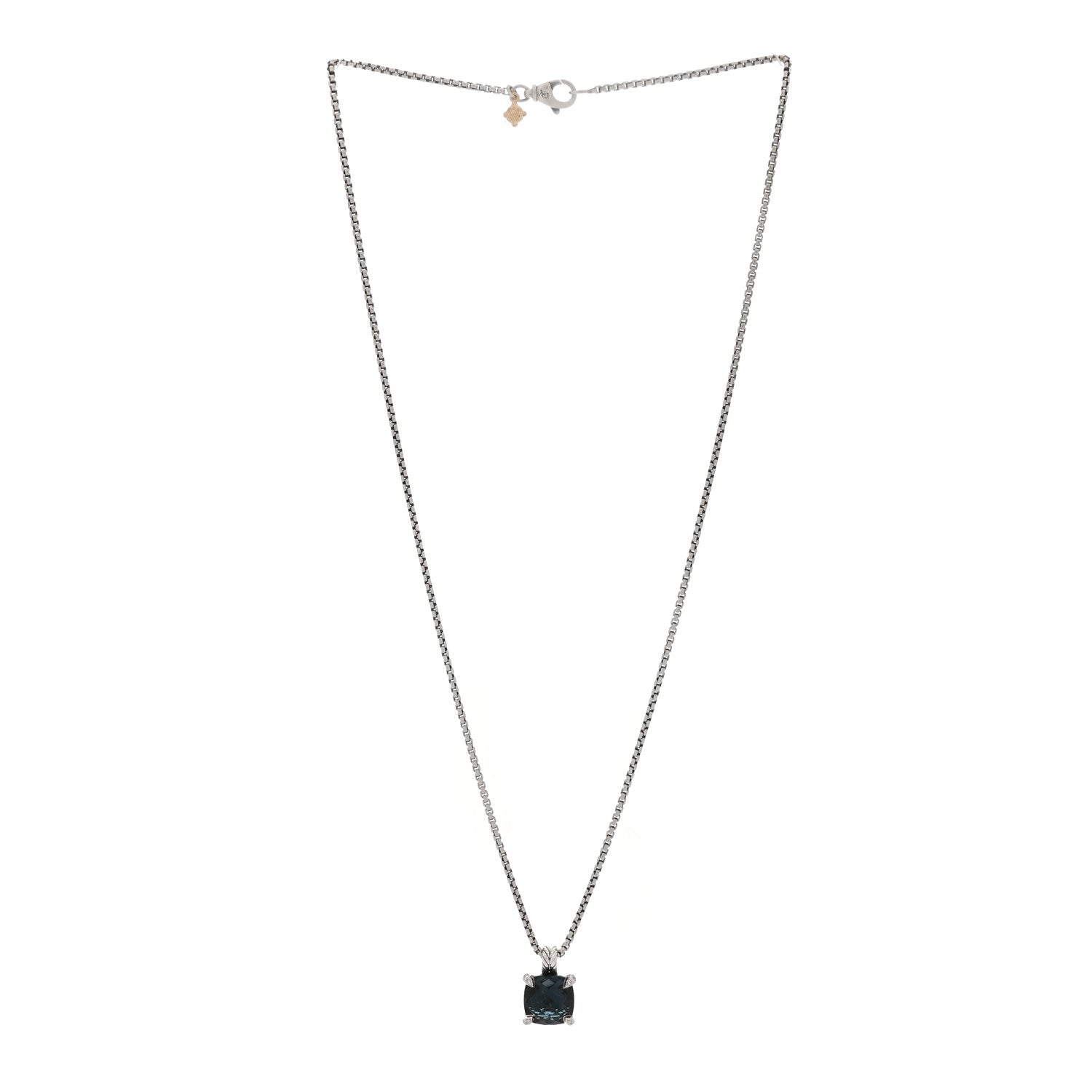 David Yurman Sterling Silver Diamond Hampton Blue Topaz 11mm Chatelaine Pendant Necklace 3 of 5