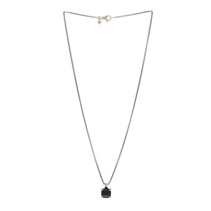 David Yurman Sterling Silver Diamond Hampton Blue Topaz 11mm Chatelaine Pendant Necklace 3 of 5