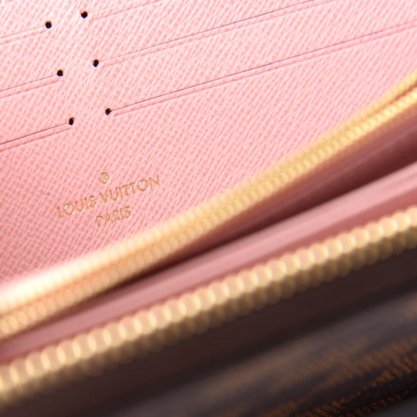 Damier Ebene Zippy Wallet Rose Ballerine