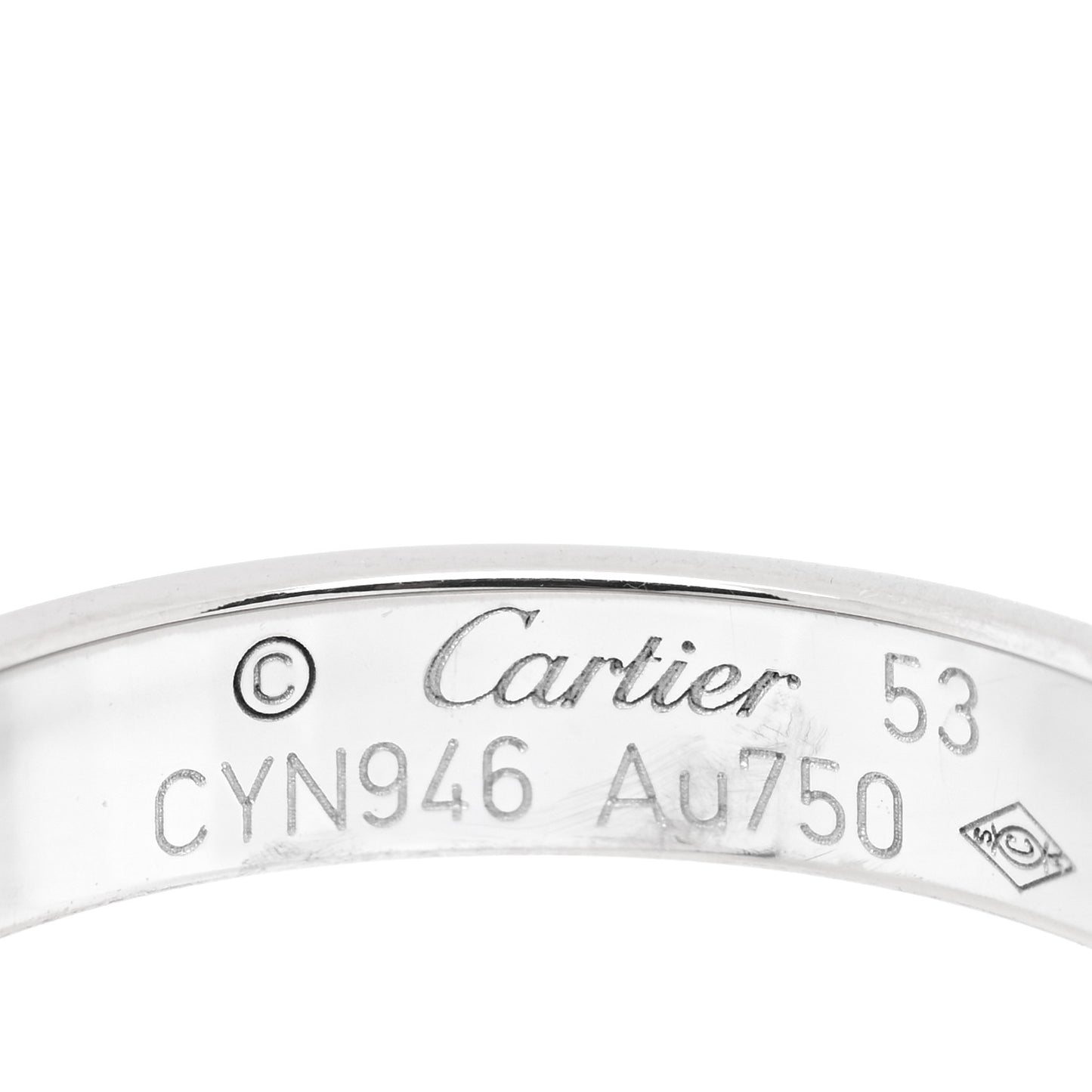 18K White Gold 3.5mm LOVE Wedding Band Ring 53 6.5
