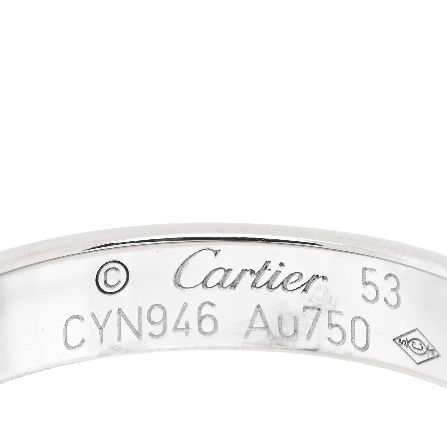 Cartier 18K White Gold 3.5mm LOVE Wedding Band Ring 53 6.5 4 of 5