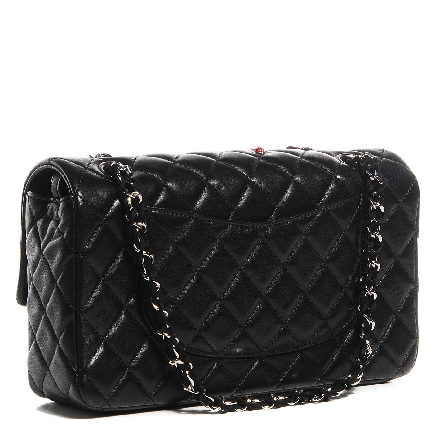 Lambskin Quilted Medium Ladybug Flap Black