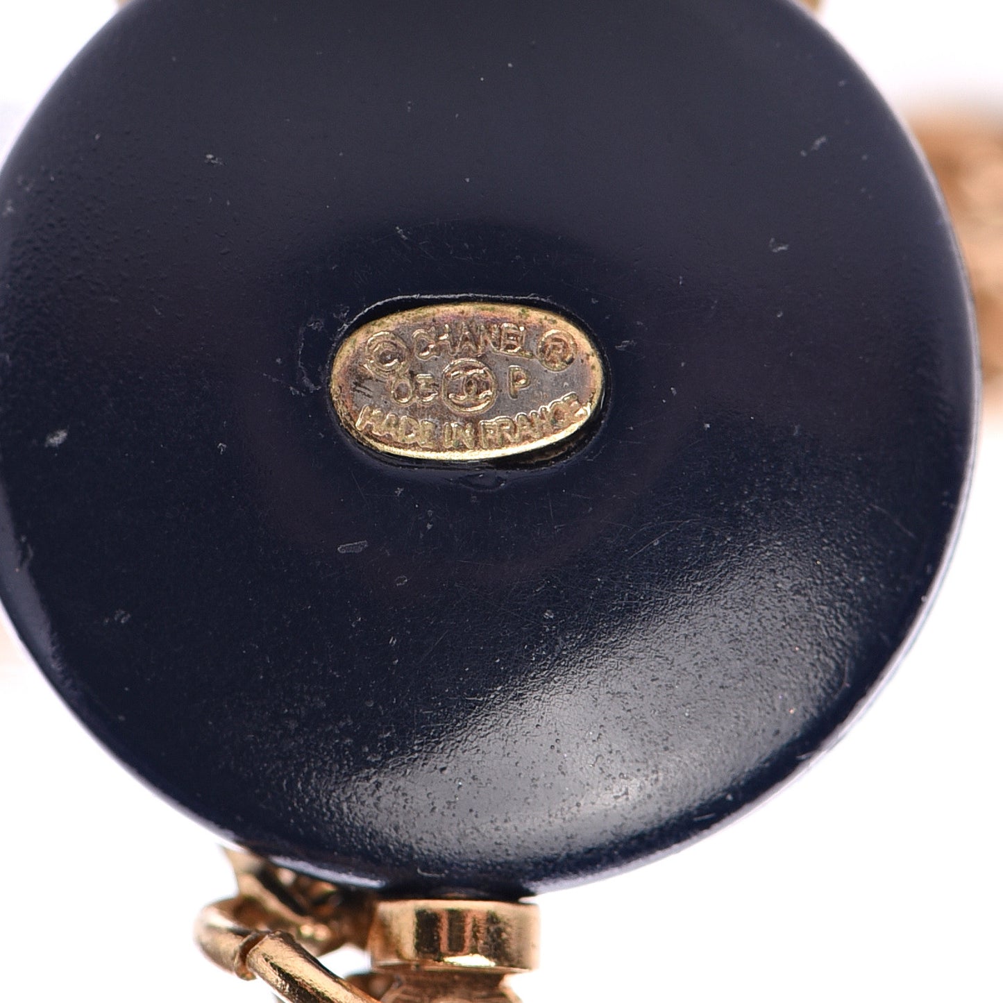 Resin Pearl CC Necklace Gold Black