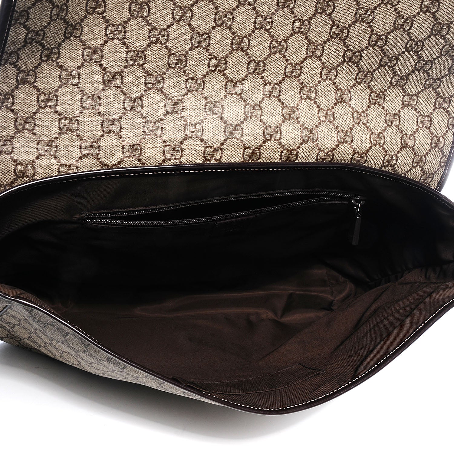 Gucci GG Supreme Monogram Large Interlocking G Flap Messenger Bag Beige Dark Brown 5 of 8