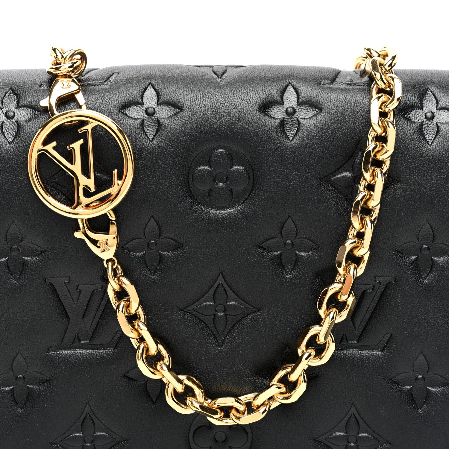 Louis Vuitton Lambskin Embossed Monogram Pochette Coussin Black 7 of 10